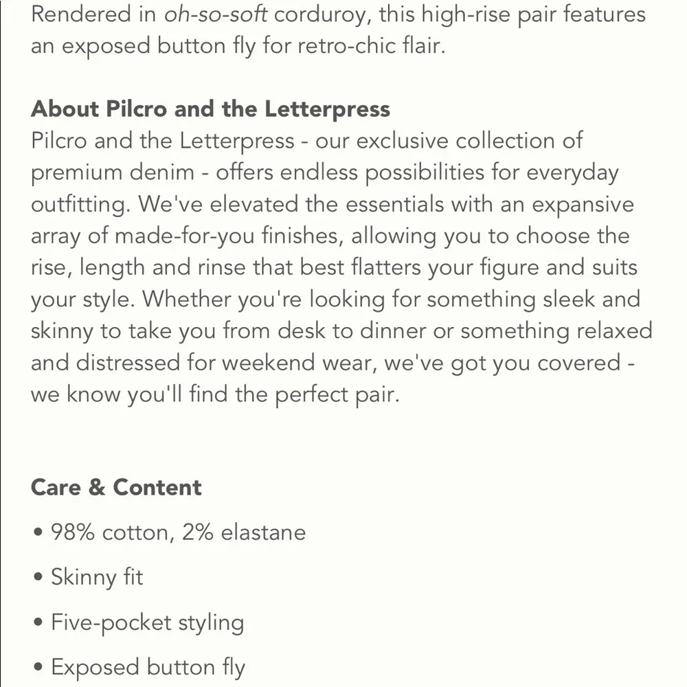 Final Sale👀 No More Low Offers ANTHROPOLOGIE PILCRO HIGH-RISE BUTTON-FLY SKINNY